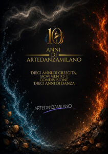 Locandina ELEMENTI IN EQUILIBRIO e anniversario di 10 anni di ARTEDANZAMILANO
